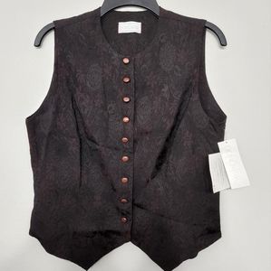Vintage Doncaster Espresso Floral Paisley Button Vest